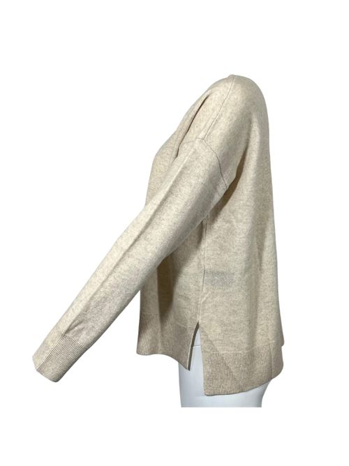 WOMEN'S CREW NECK SWEATER ASYMMETRICAL CUT BEIGE ESSENTIEL STUDIO | LMD036BEIGE